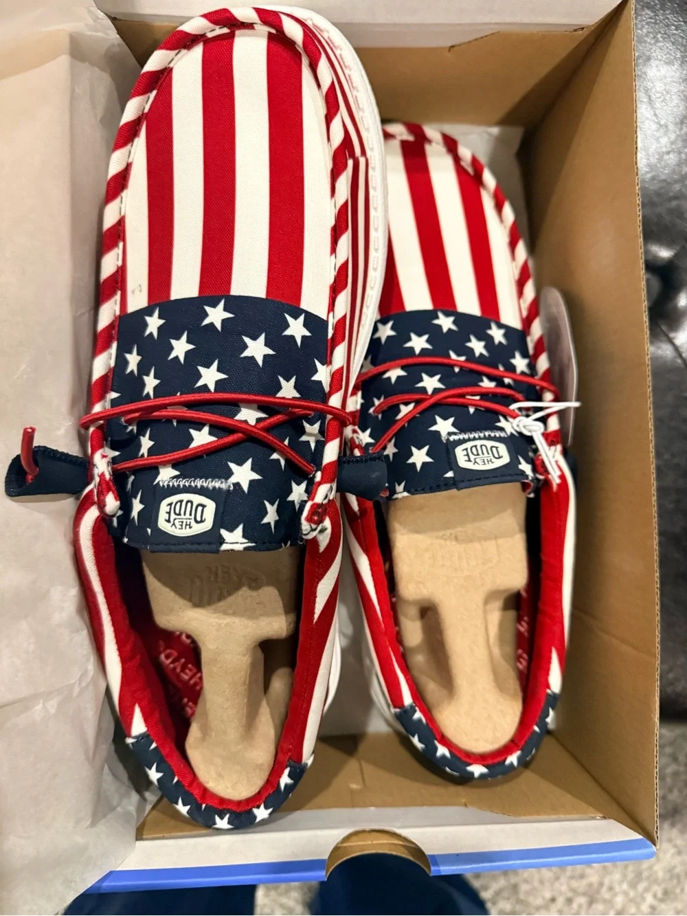Hey Dude Wally Americana Boat Shoes - Blue/White